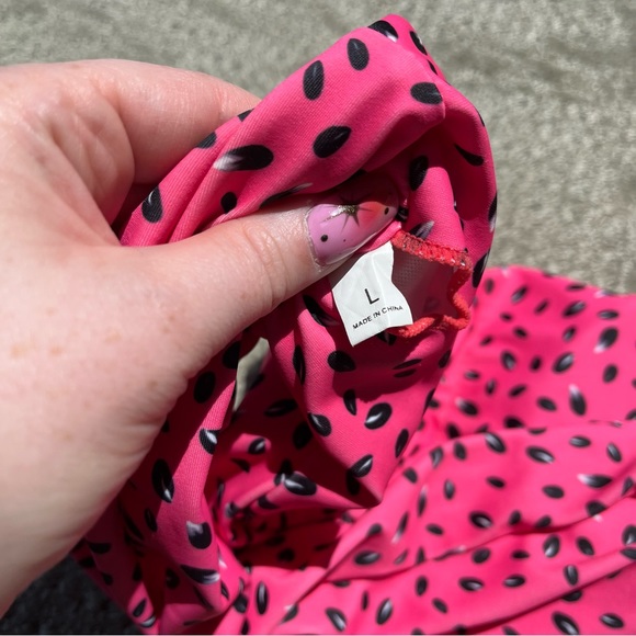 Women's Bandeau Bikini Top size Large in Pink Watermelon Seed Design - Picture 3 of 6